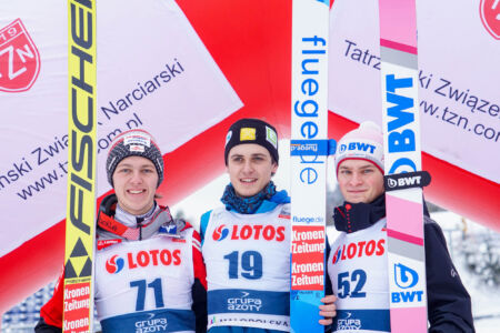 1. Claudio Moerth, 2. Maximilian Lienher, 3. Dušan Doležel - FIS Cup Zakopane 2019