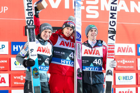 1. Dawid Kubacki, 2. Anže Lanišek, 3. Daniel Tschofenig - WC Lillehammer 2023