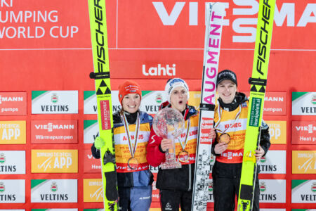 1. Eva Pinkelnig, 2. Katharina Althaus, 3. Ema Klinec - WC Lahti 2023