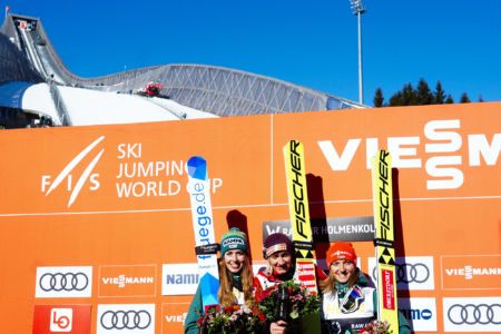 1. Daniela Iraschko-Stolz, 2. Juliane Seyfarth, 3. Katharina Althaus - WC Oslo 2019