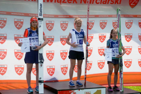 FIS CUP Szczyrk 2016 - Podium: 1. Kinga Rajda, 2. Henriette Kraus, 3. Natasha Bodnarchuk